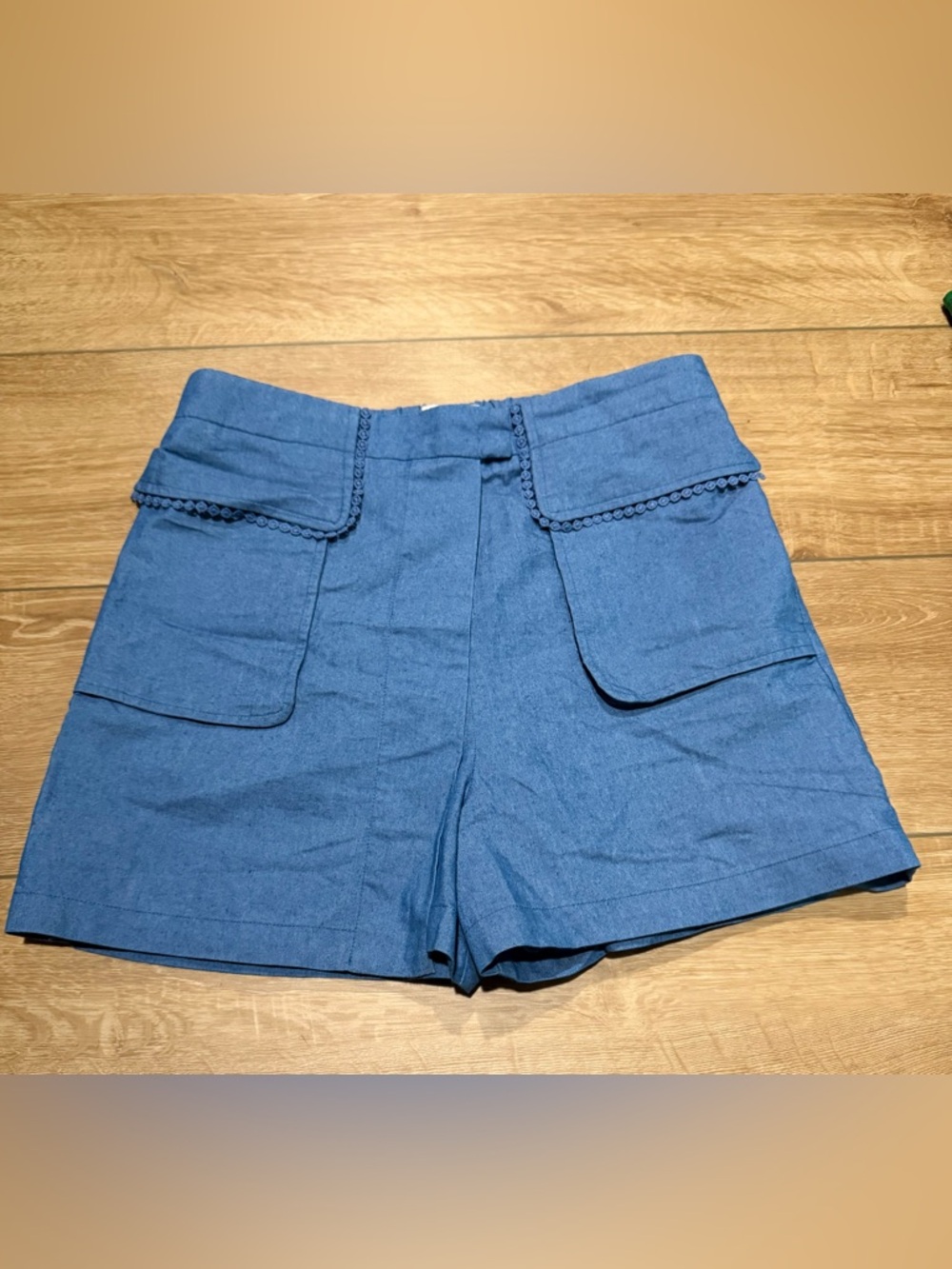 Molly Bracken Blue High-Waist Pocket Bermuda Shorts